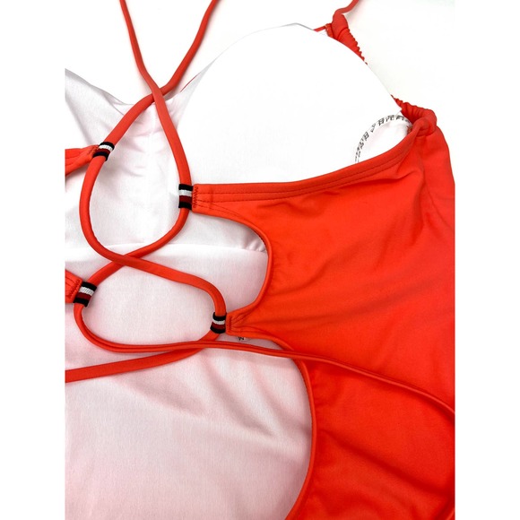 Tommy Hilfiger Women's Back Tie-Belt One Piece Swimsuit Orange Size 16 NWT - Picture 4 of 4